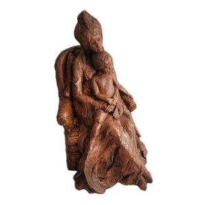 Vintage Mother and Child Sculpture Signed Sc